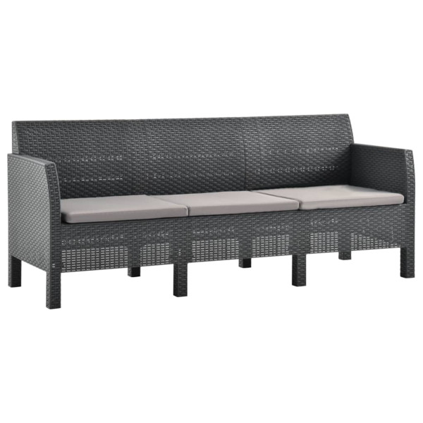 Sofa ogrodowa Antracyt polipropylen Sofy 3-osobowe vidaXL