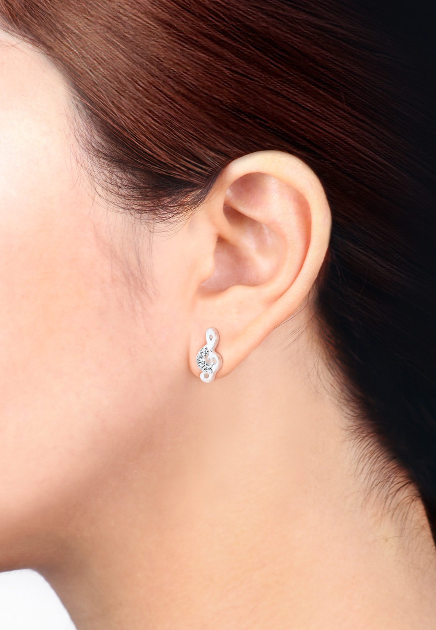Elli Femmes clous d'oreilles motif clé de sol classique avec cristaux en argent sterling 925