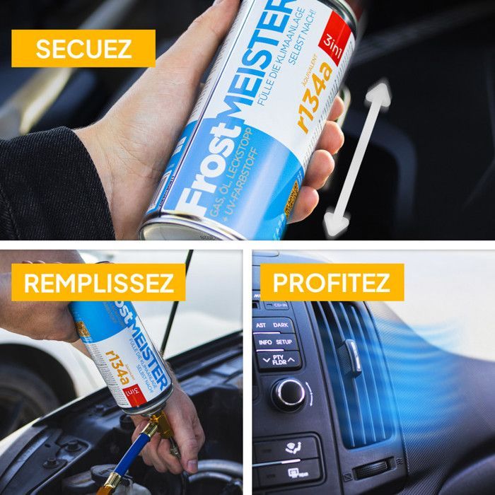 Car Air Conditioning Recharge Kit R134a/R12 - FROSTMEISTER 2in1 - 2x235g - Refrigerant Gas - Car Air Conditioning Recharge Spray