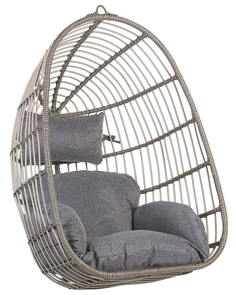 Fotel wiszący bujany jajo rattan szary