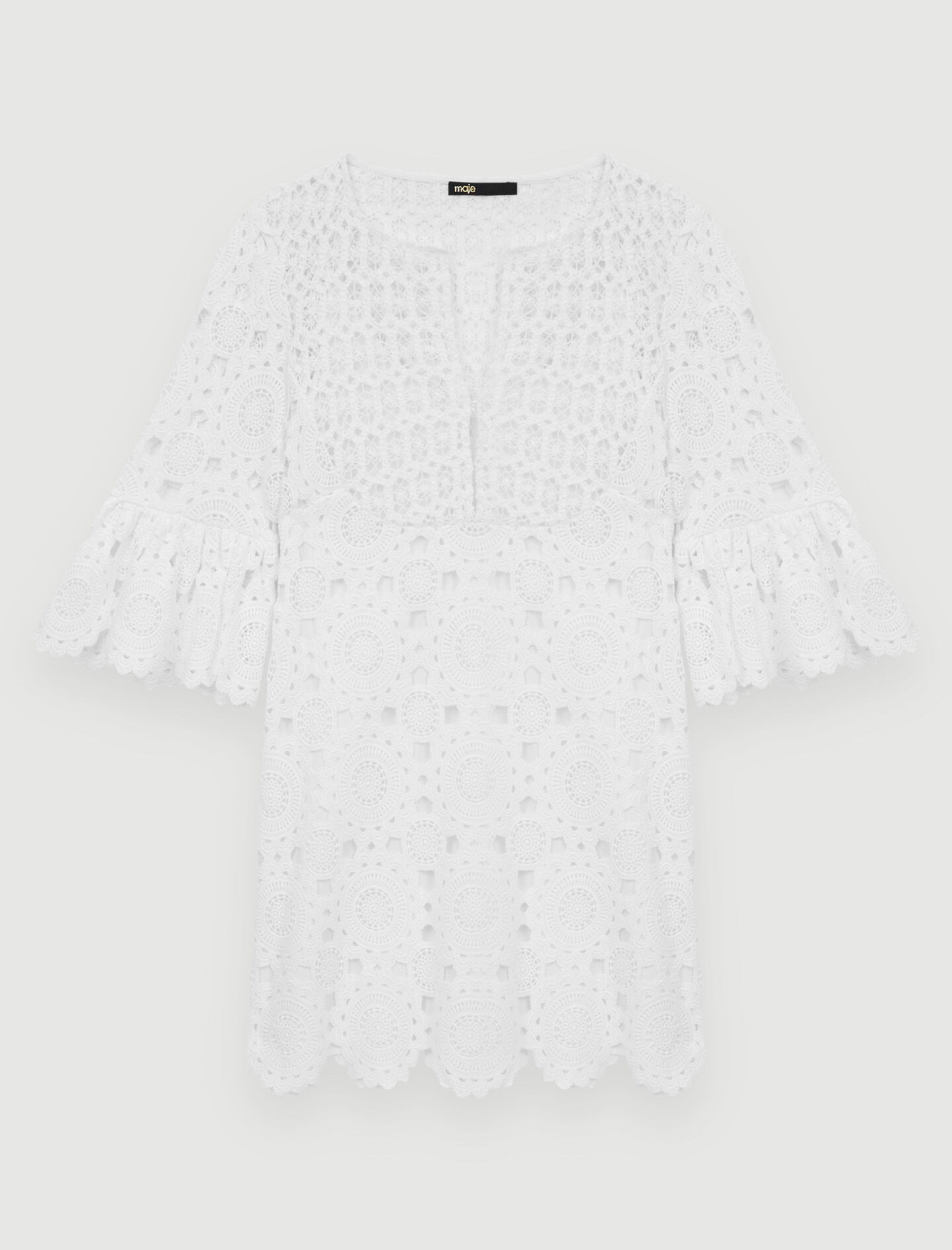 Rochie dreaptă din ghipură - Alb