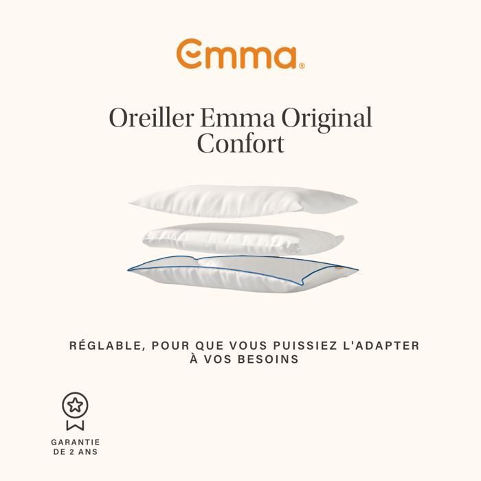 EMMA | Almohada Emma Original Comfort 60x60 cm | Suave y mullida | Alivia la presión | Altura ajustable | Hipoalergénica