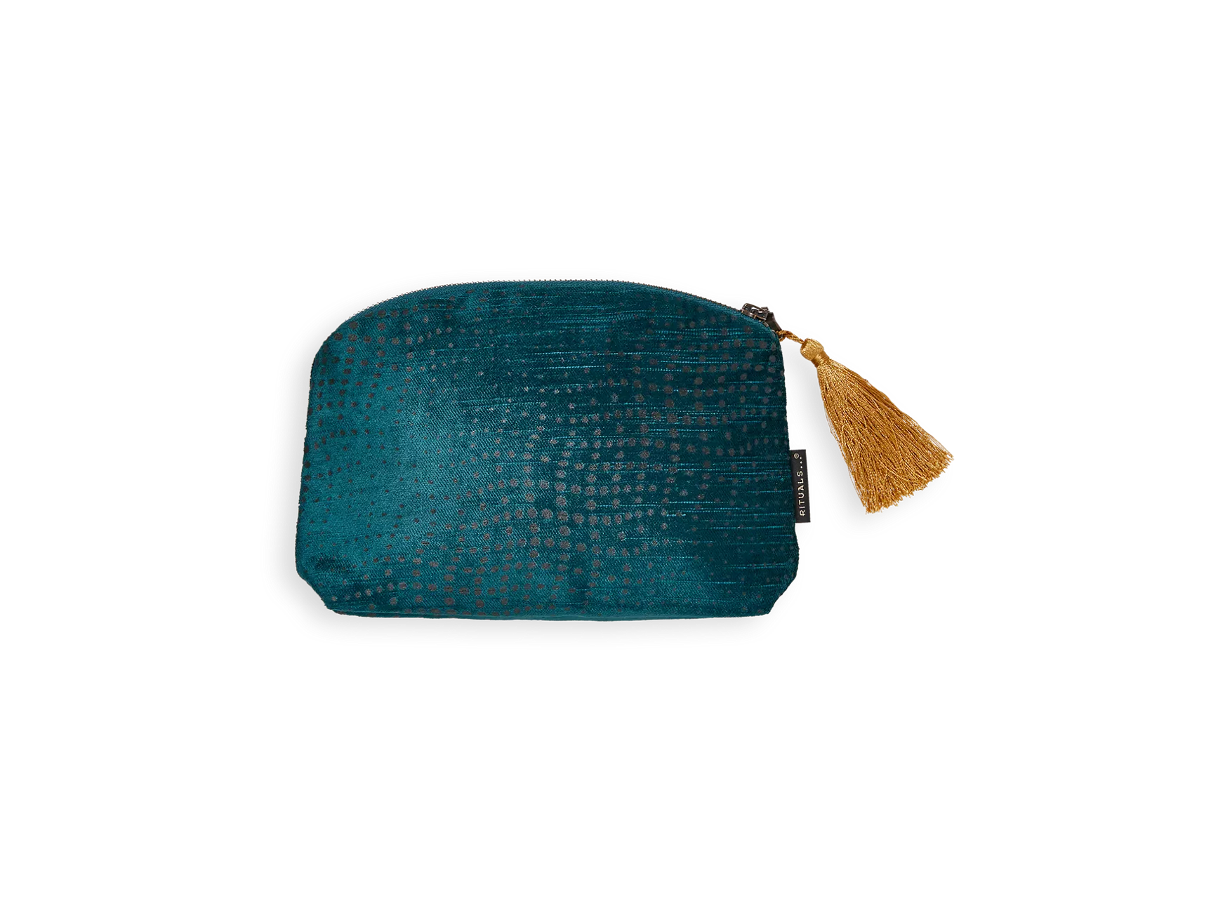 Bolsita pequeña de terciopelo de algodón Vellore, color azul petróleo.