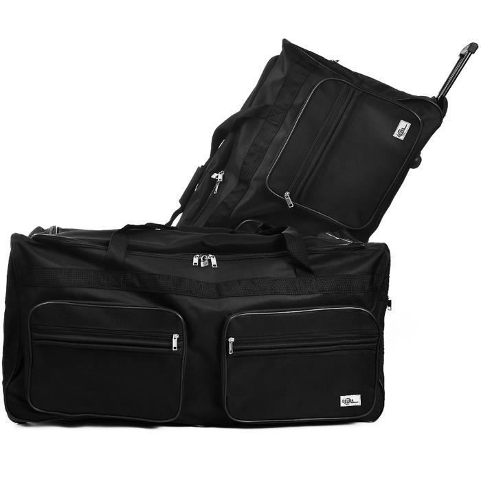 Monzana XXL zwarte reistas met wielen, trolley, 160 liter, sporttas, telescopische handgreep, 3 vergrendelbare wielen