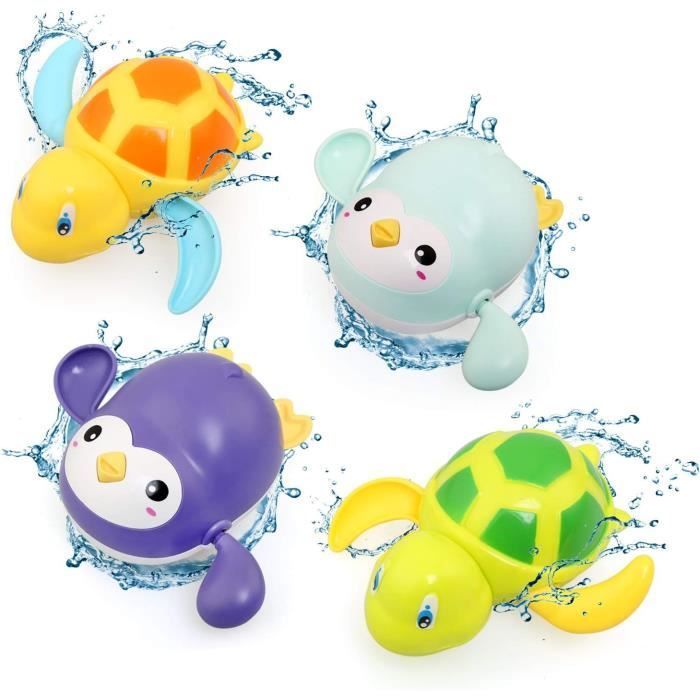 Juego de 4 juguetes flotantes con forma de animales, juguete de baño para bebés, juegos de baño para bebés y niños de 1 a 4 años, juguete acuático para la piscina.