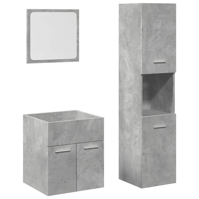 Grijze 3-delige badkamermeubelset, SARAZYJ, MODERN TOILET CABINET, betongrijs E1270