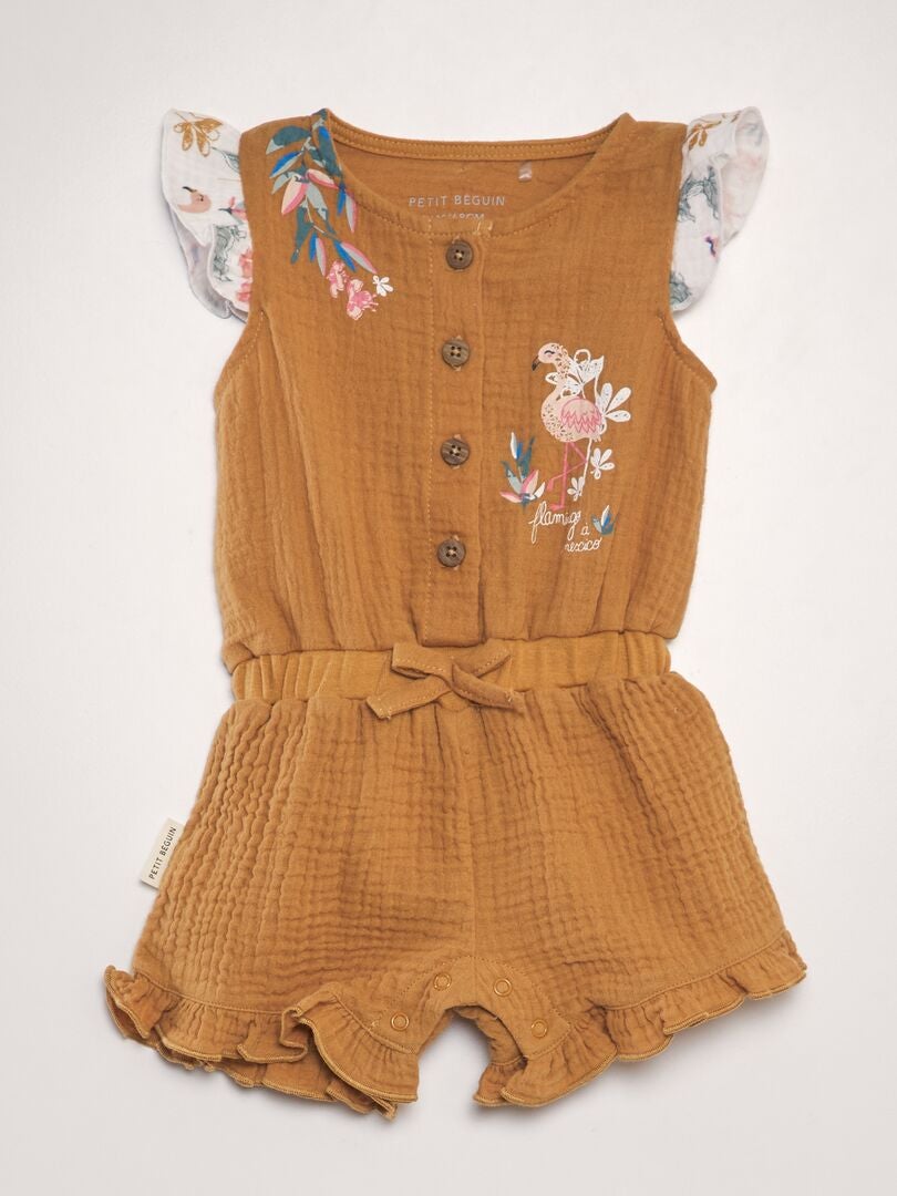 Jumpsuit van katoenen gaas - ORANJE