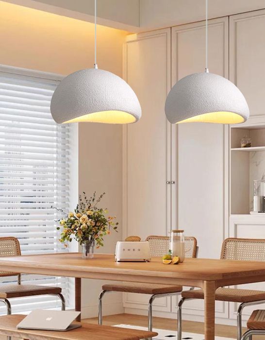 iDEGU Moderne Suspension Luminaire Industriel 50cm Vintage Lustre Plafonnier Ciment Design Edison pour Salon Chambre,Blanc