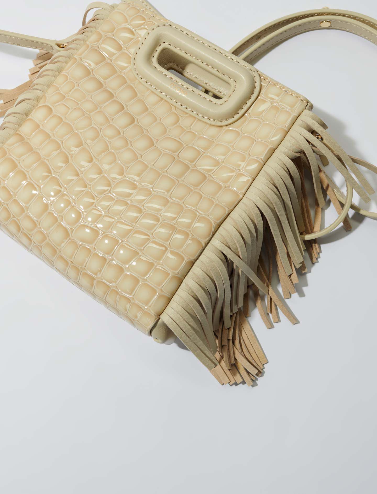mini krokotiilinnahkainen laukku - Kiiltävä beige