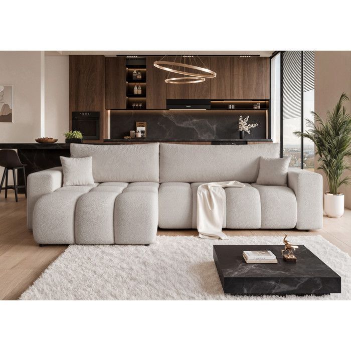 OFI Reversible Corner Sofa - 5 Seater - Convertible Sofa with Storage - Soft-Touch Fabric - Grey