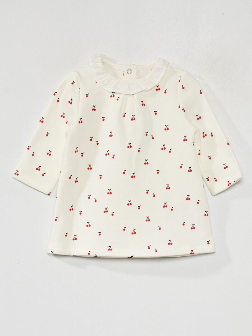 Sweatshirtjurk van fleecestof - WIT