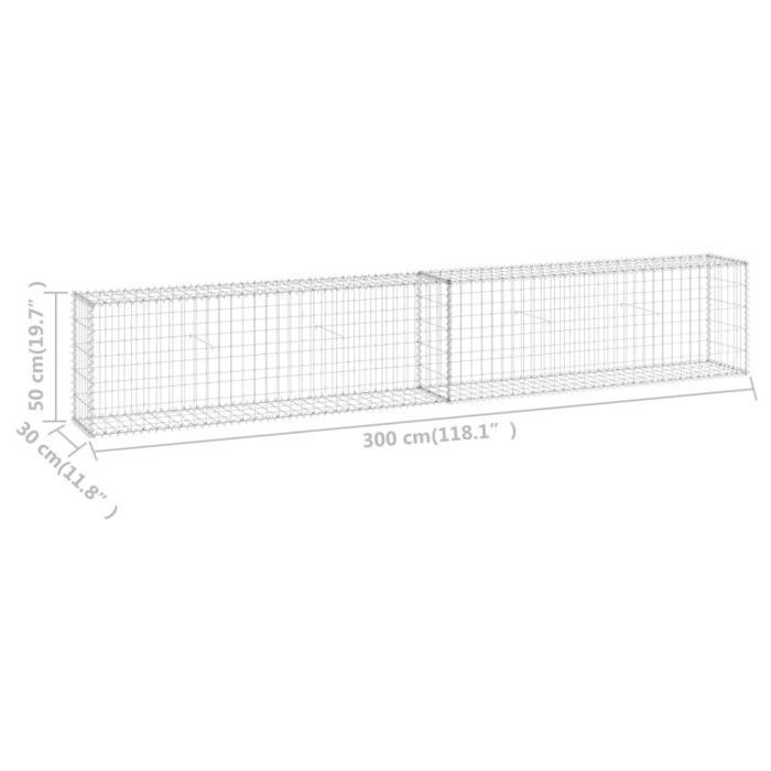 Muro de gaviones con tapas - VIDAXL - 300x30x50 cm - Acero galvanizado - Alta capacidad de carga