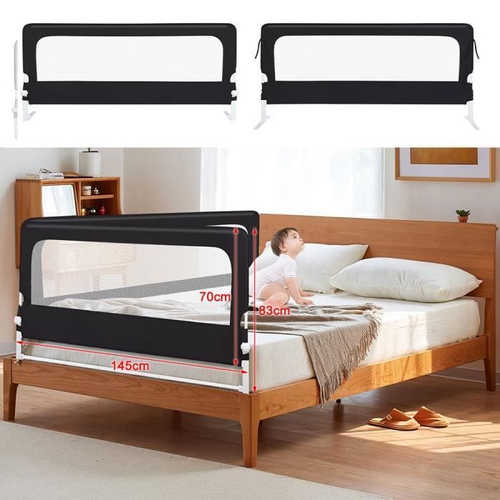 XUANYU Barriere De Lit Bebe,2en1Barrière De Lit pour Bébés et Personnes âgées, Facile à Transporter Convient à Tous Les Lits,Noir