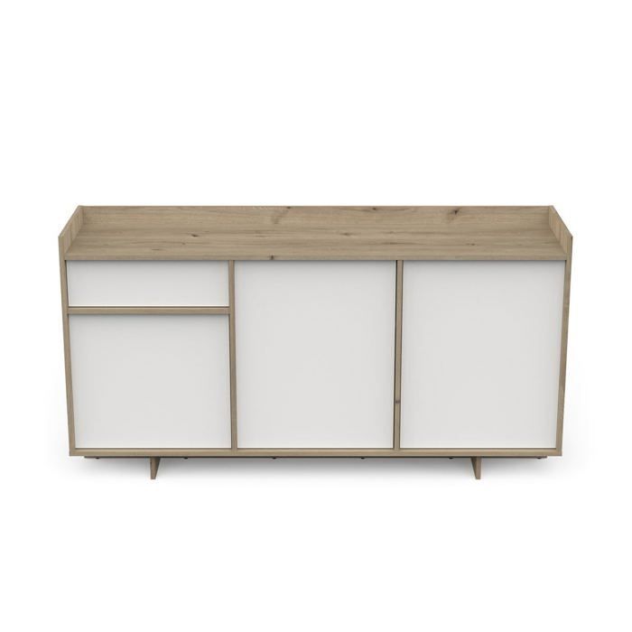 CALICOSY - Aparador de 3 puertas y 1 cajón, 157,4 cm de ancho - LEAD - Madera clara