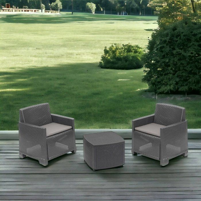 Ensemble Salon de Jardin Ari Dmora, en Plastique Noir Anthracite