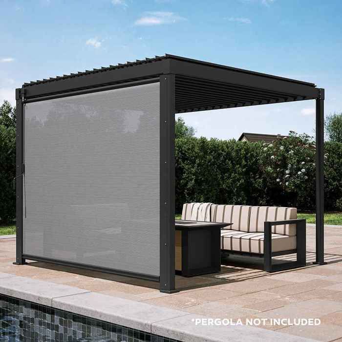Tenda a rullo MIRADOR da 3 m, compatibile con pergola 111DA, struttura in alluminio e Textilene, colore antracite.