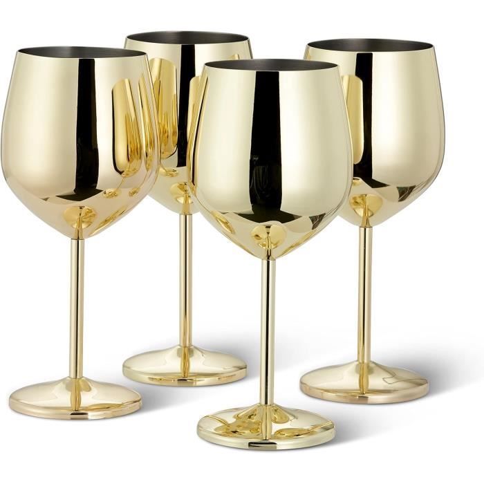 elegante, verguld roestvrijstalen wijnglazen, 500 ml - Onbreekbare glasset voor Kerst en Nieuwjaar