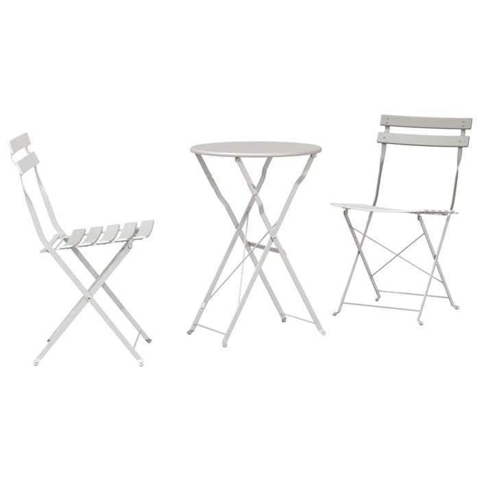 Opklapbare bistroset - BURKE - 3-delig - Beige - Staal - 50x50x71 cm - Opklapbare tafel - 2 opklapbare stoelen