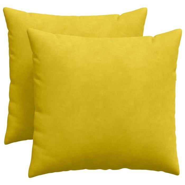 Cojines de terciopelo para sofá - vidaXL - Amarillo - 50x50 cm - Fundas extraíbles - Relleno de poliéster - Uso en interiores