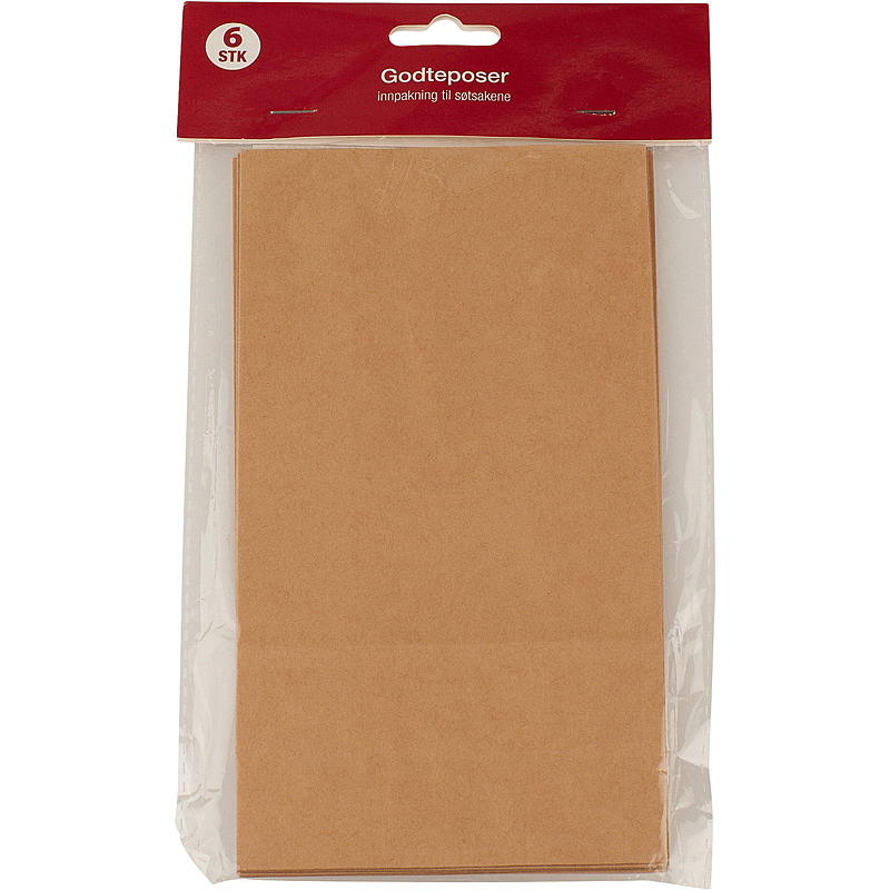Hjem Papirpose 6 stk. 20x11 cm Kraftpapir