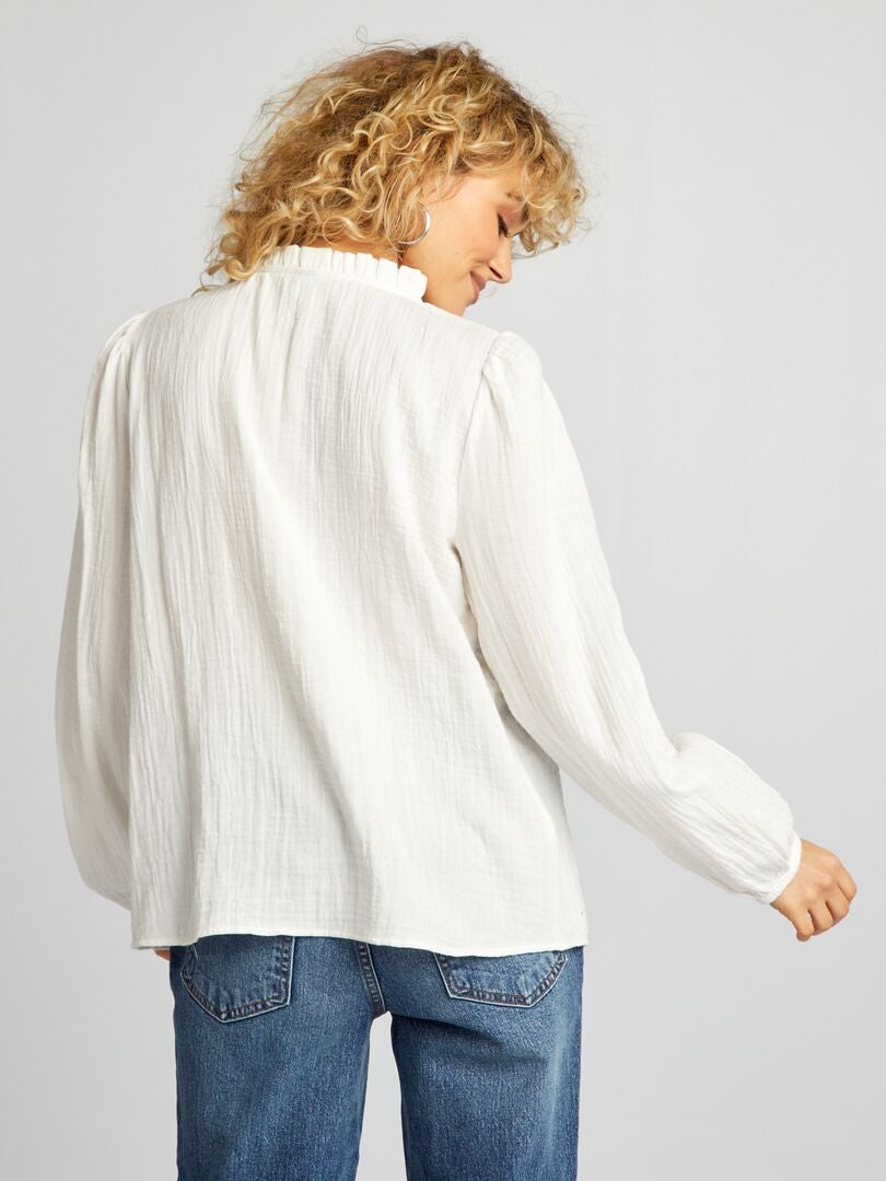 Blusa de gasa de algodón - BLANCA