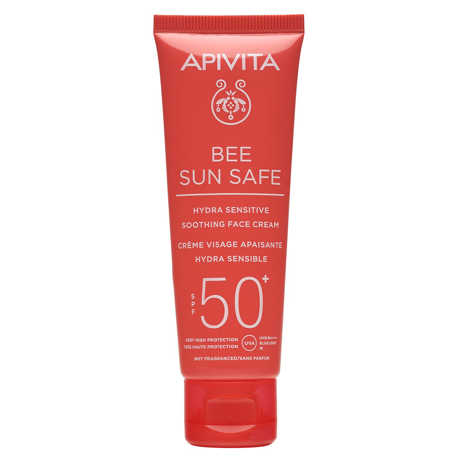 „Bee Sun Safe Hydra Sensitive“ raminamasis veido kremas su SPF50 Apsaugos nuo saulės vaistinė