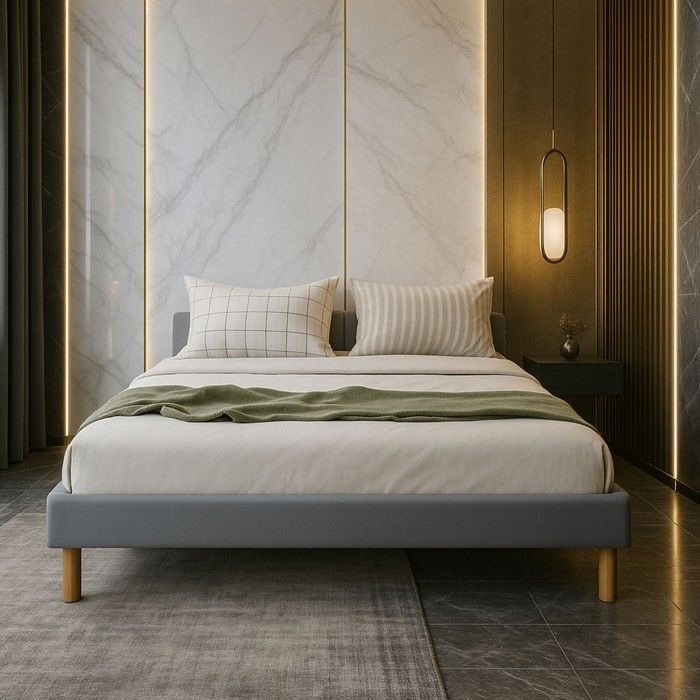 Gestoffeerde bedbodem - KING OF DREAMS - 140x200 cm - 13 latten - Snelle montage - PVC-hoes