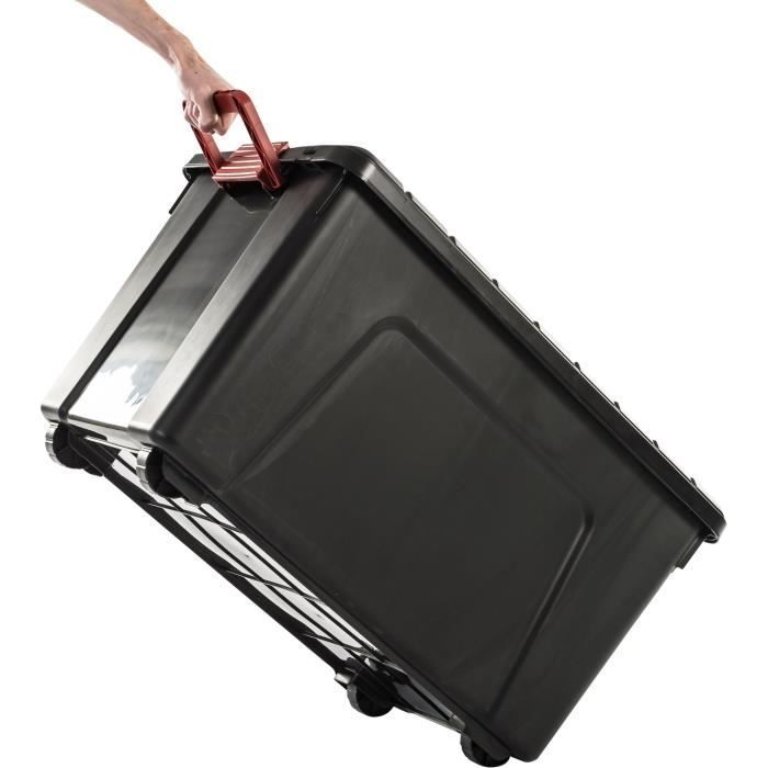 IRIS OHYAMA Juego de 2 cajas de almacenamiento DIY - Store It All - 110 L - Negro y rojo - 75 x 44,5 x 44,5 cm