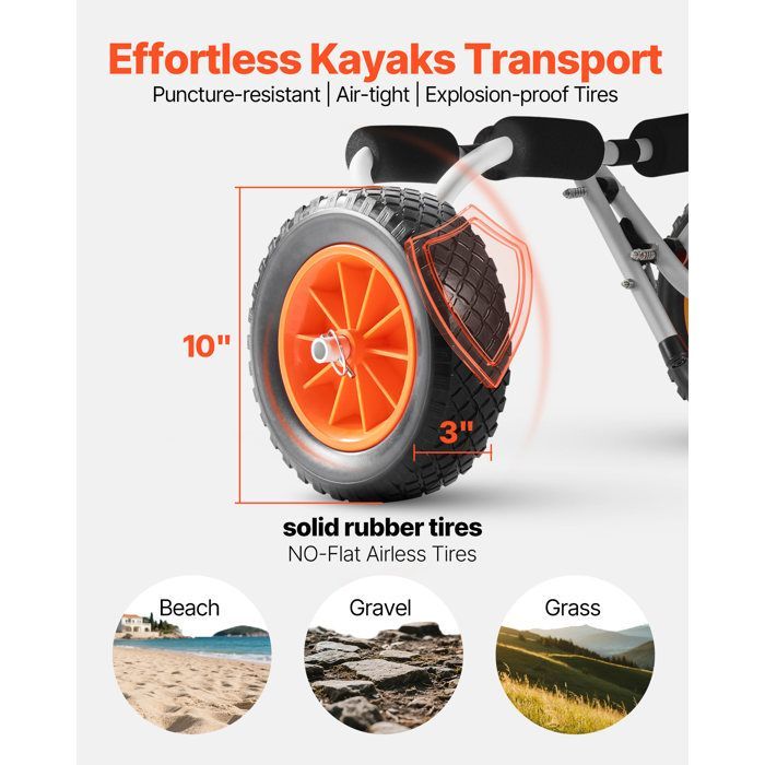 Kayak Transport Trolley - Duoku - 90 kg Load Capacity - Foldable and Compact Model - Suitable for Kayaks, Canoes and Paddleboards