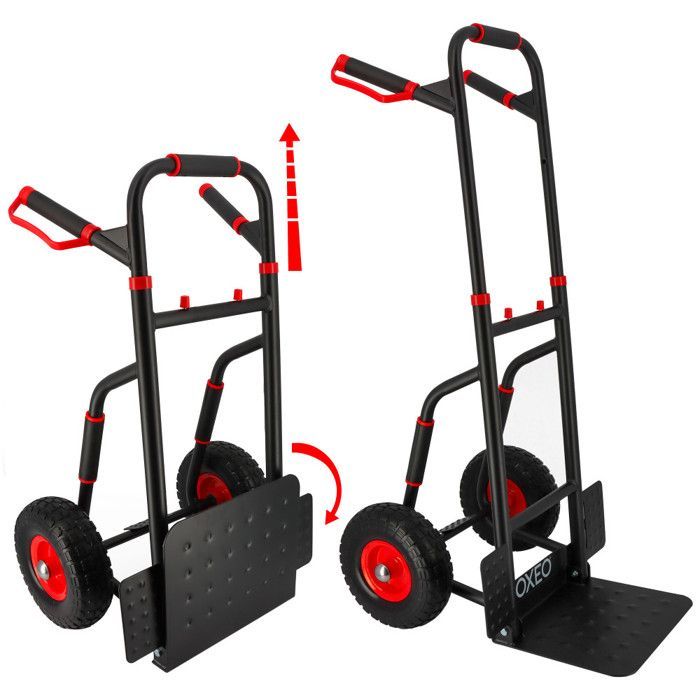 Carretilla plegable con ruedas antipinchazos - Capacidad de 250 kg - Acero reforzado - Asas ergonómicas - Plataforma plegable - Fácil de mover y manipular