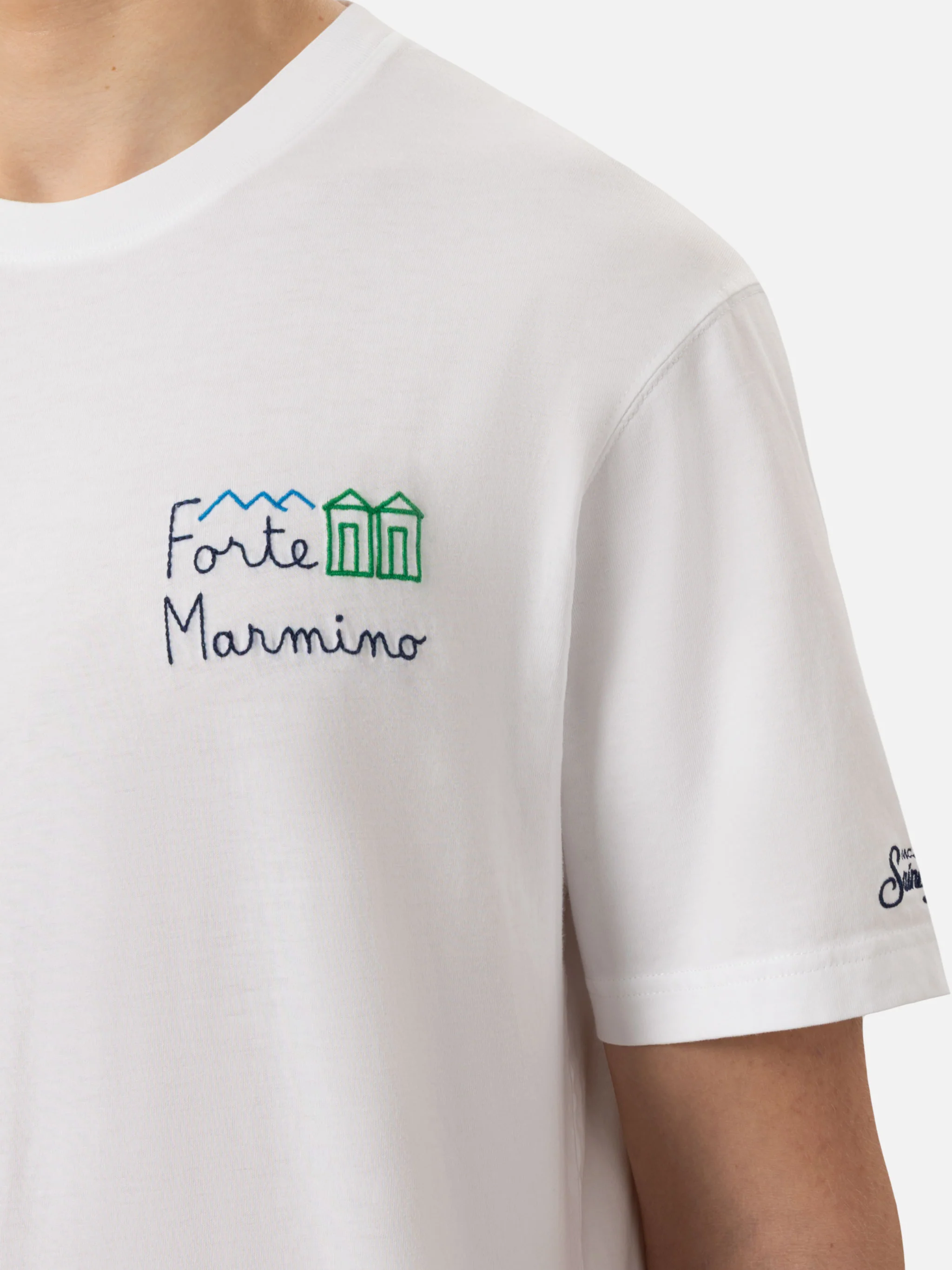 Portofino katoenen T-shirt met Forte Marmino-borduurwerk