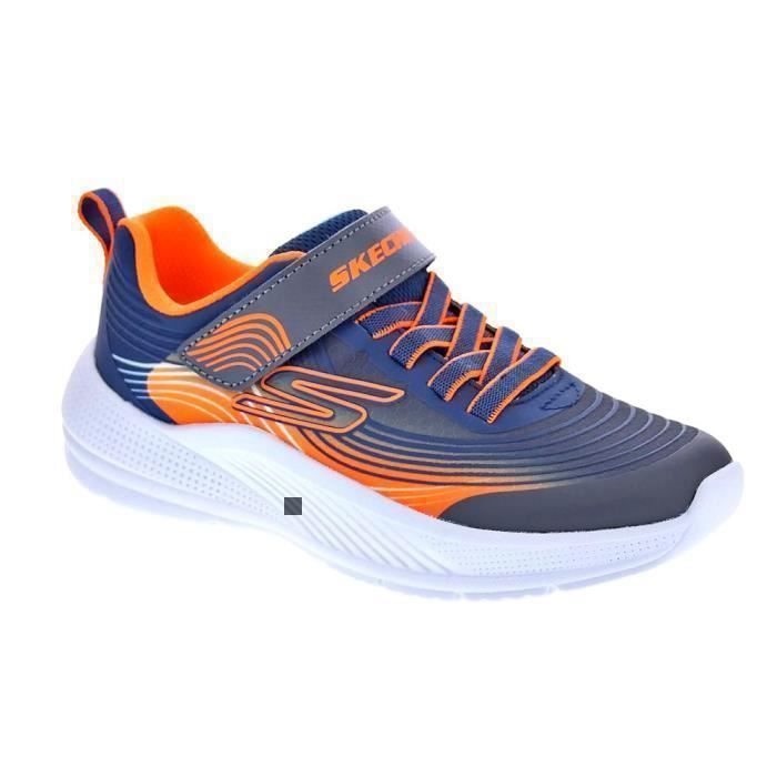 Skechers boys' blue Microspec sneakers - laces, synthetic upper, flat sole