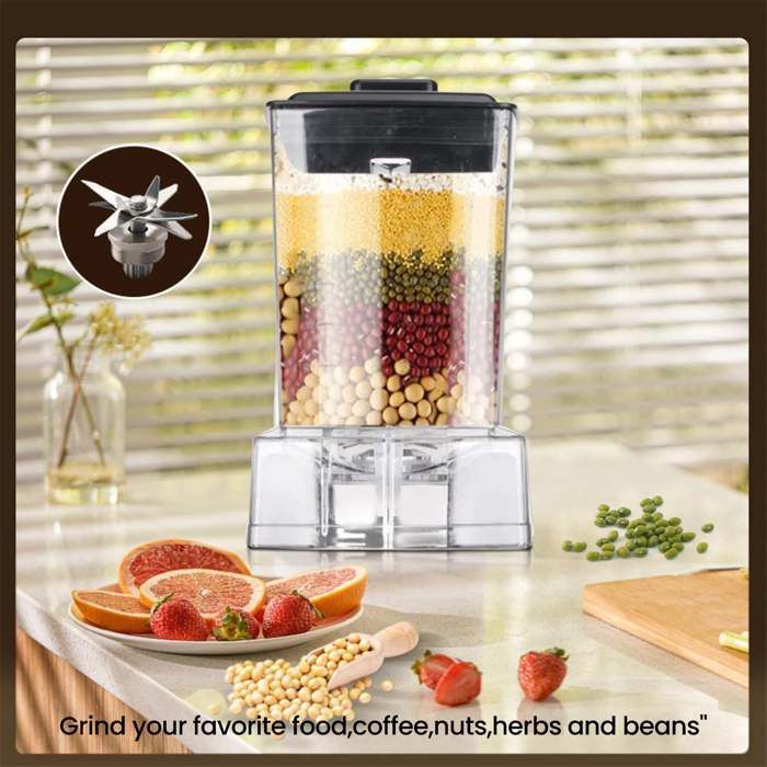 Batidora profesional de 6000 W: batidora de alta potencia con 9 velocidades, 2 recipientes (2 L + 0,5 L), 4 cuchillas de acero inoxidable, para hielo picado y batidos.