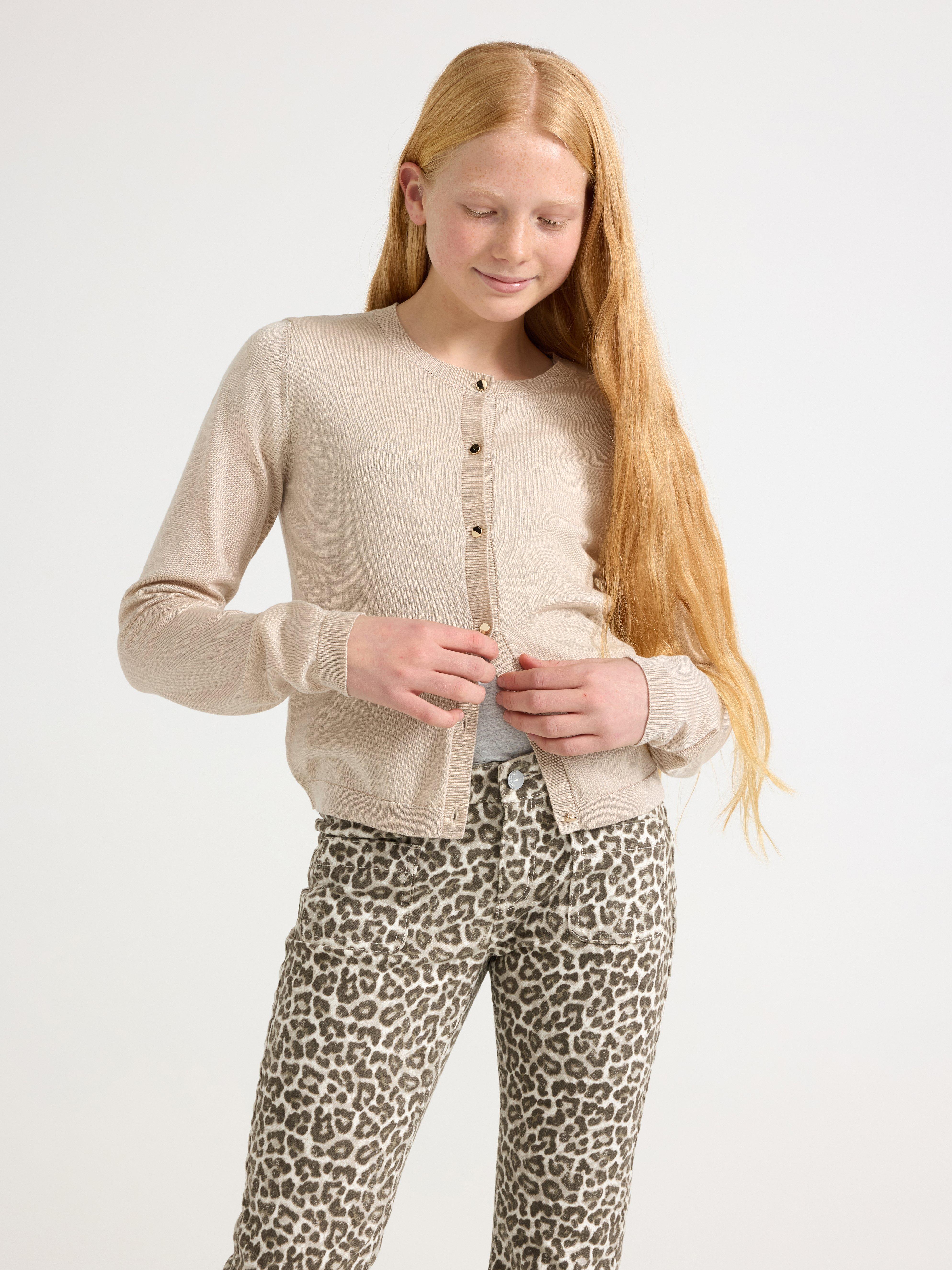 Finstickad cardigan Světle béžová