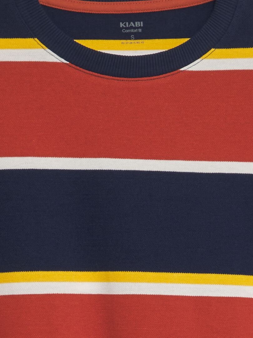 Camiseta de piqué de algodón a rayas - NARANJA