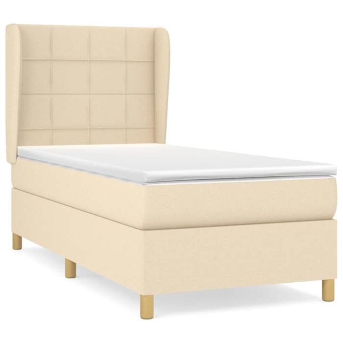 Slatted bed base with mattress - Maison Exclusive - 80x200 cm - Cream fabric - Maximum relaxation