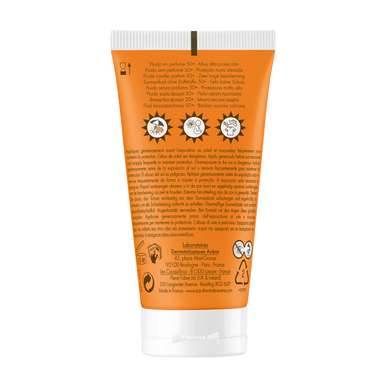 Avène Sun Care Fluid bez parfemace SPF50 opalovací krém na obličej 50ml