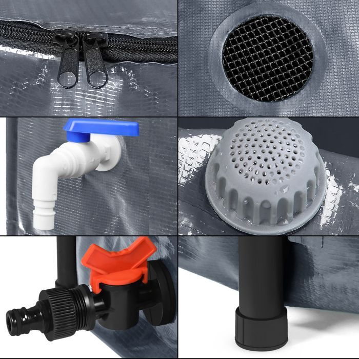 Depósito de agua plegable - Aufun - Barril de lluvia de 700 L - Gris - Resistente al agua y al polvo