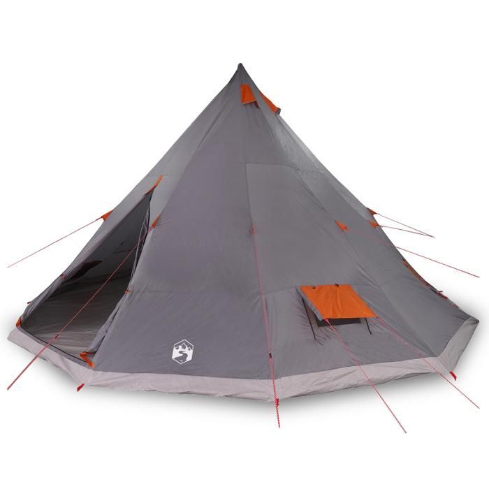 Grey and orange Tipi family tent for 12 people, waterproof