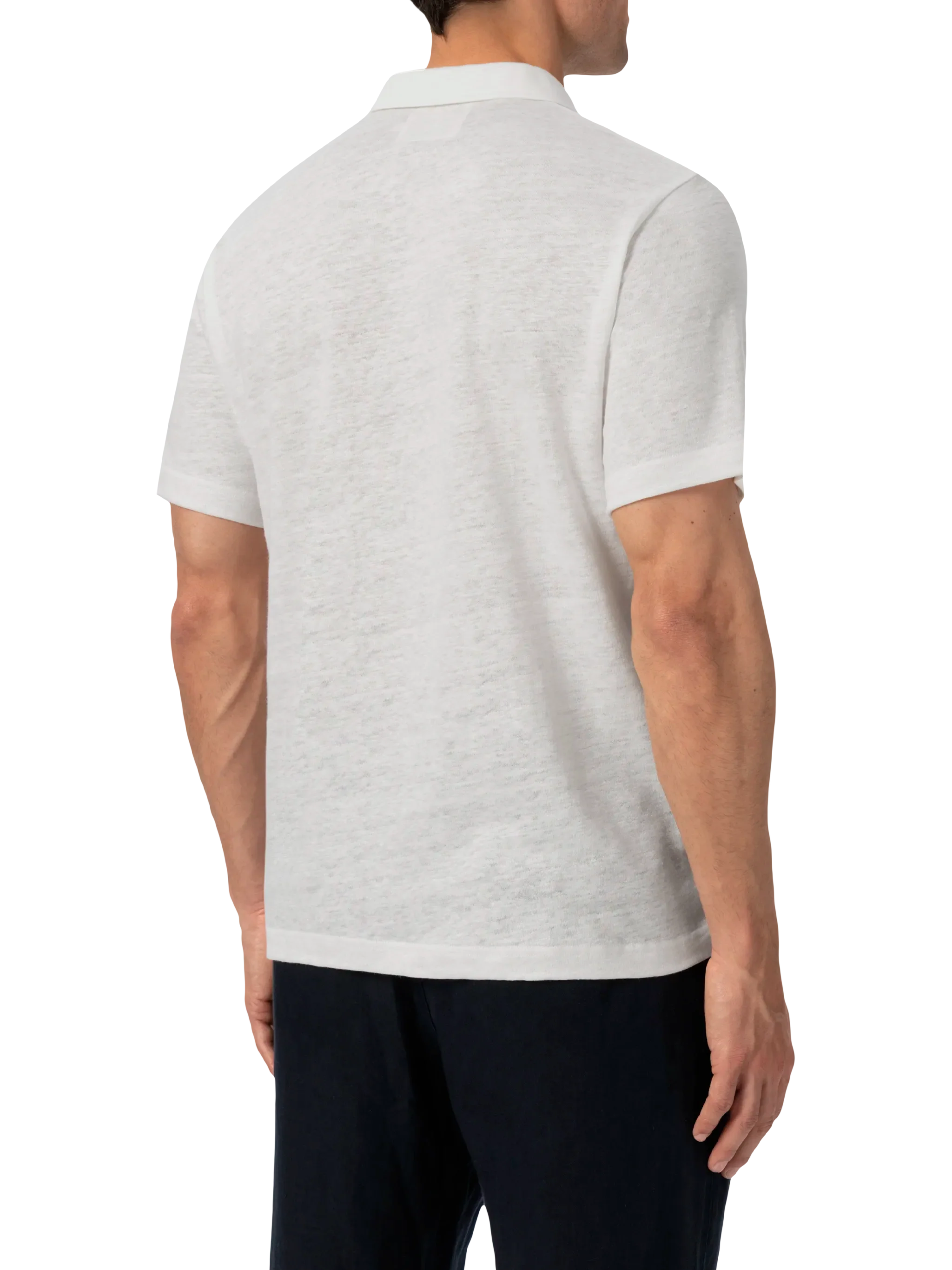 Fraser witte linnen poloshirt zonder knoopjes