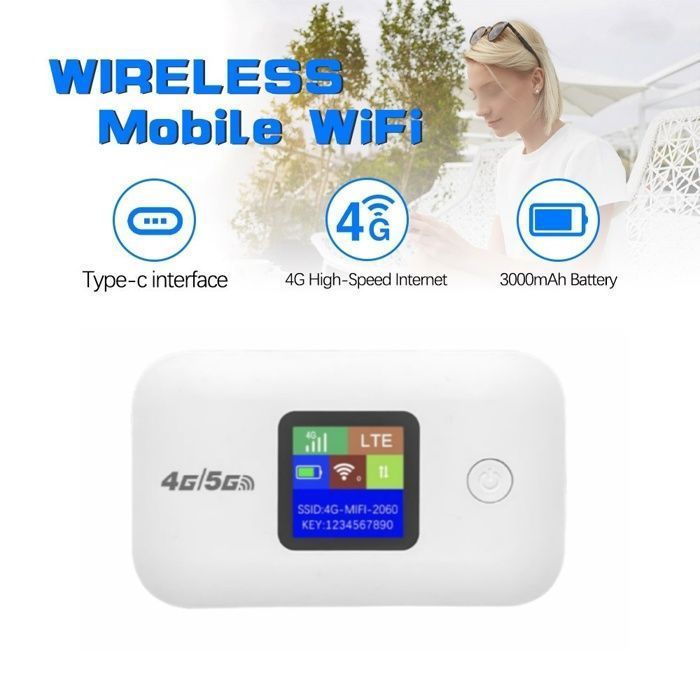 Router portátil, Wi-Fi, 4G/5G LTE, 3000 mAh, transmisión de alta velocidad, conexiones multidispositivo, compacto y portátil, blanco