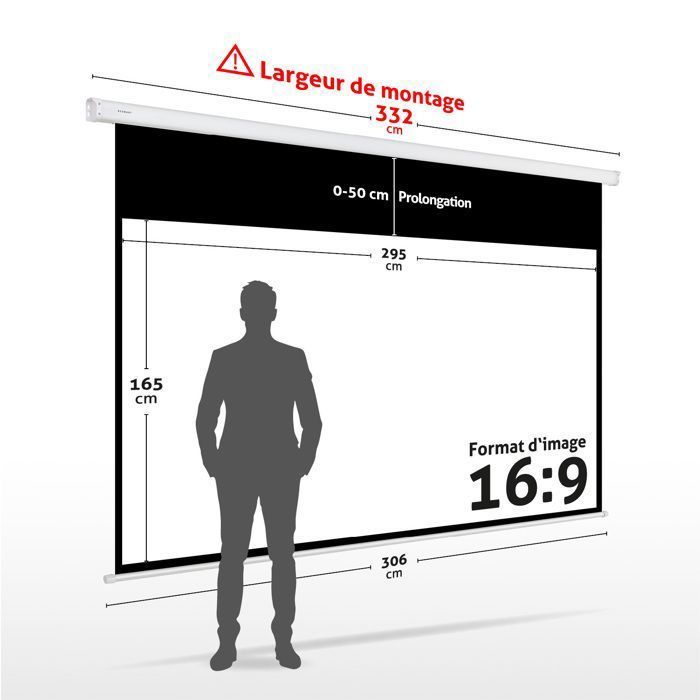 ESMART Professionnel MIMOTO Écran de Projection Moteur 295 x 165 cm (133