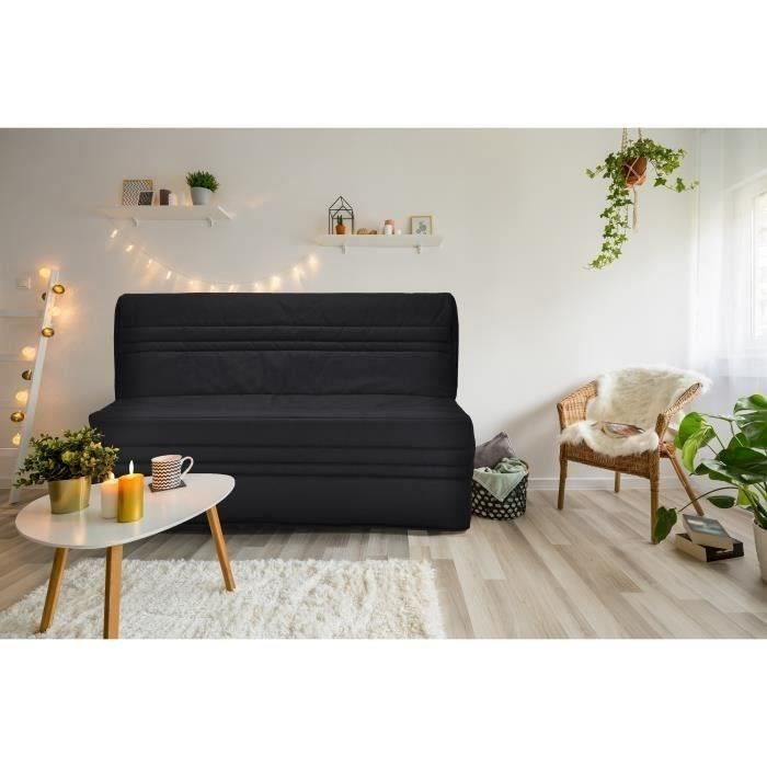 Banquette BZ JOE - Tissu noir - 3 places - L 143 x P 97 cm - Made in France