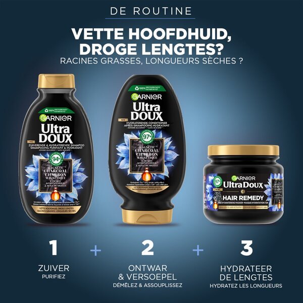 Garnier Ultra Doux balzam z magnetnim ogljem 250 ml
