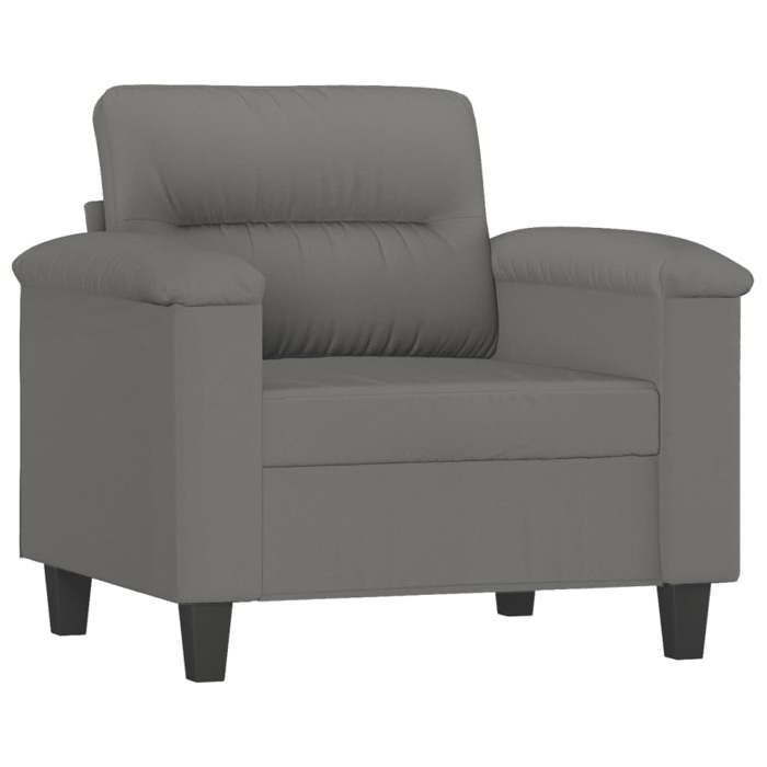 Set divano in microfibra - vidaXL - 3 pezzi - Grigio scuro - Tessuto in microfibra - Dimensioni poltrona: 90x77x80 cm