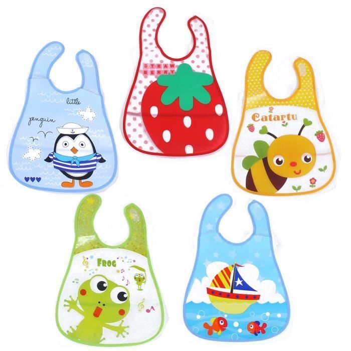 Set di 5 bavaglini per neonati - DIAVOLINO - Bavaglini impermeabili con disegni animati - Regalo per baby shower