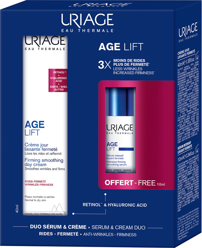 Kit Uriage Age Lift Creme e Sérum Duo para uma pele macia