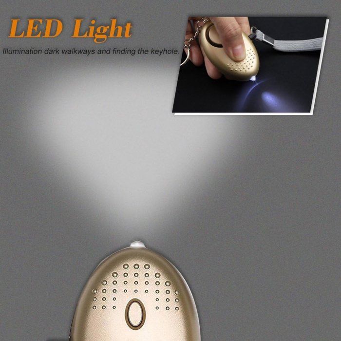 Paquete de 4 - Alarma de bolsillo personal - 130 dB - con linterna LED - Alarma de pánico - Llavero con alarma - Alarma de seguridad -