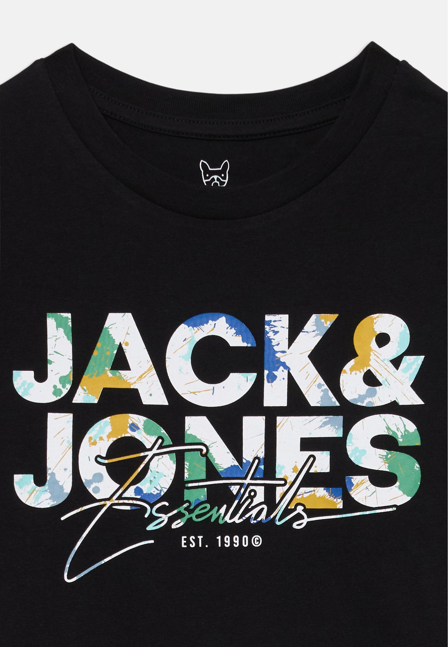 Jack & Jones Junior JJGEPLAS TEE SS CREW NECK JNR - T-shirt met print - zwart