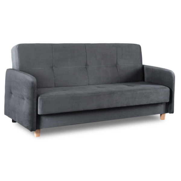 Sofa Kanapa Rozkładana z Funkcją Spania Wersalka Dwuosobowa Szara CUBA